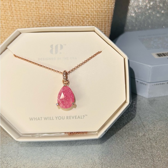 Bomb Party Lab Created Pink Ice Crystal on Rose Gold Plating Necklace New - Picture 8 of 8